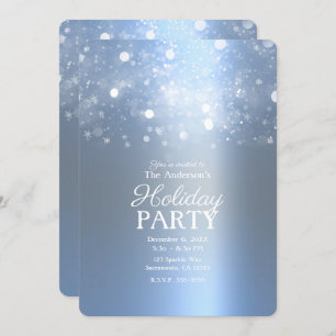 Winter Icy Blue Silver Sparking Lights Holiday Kaart