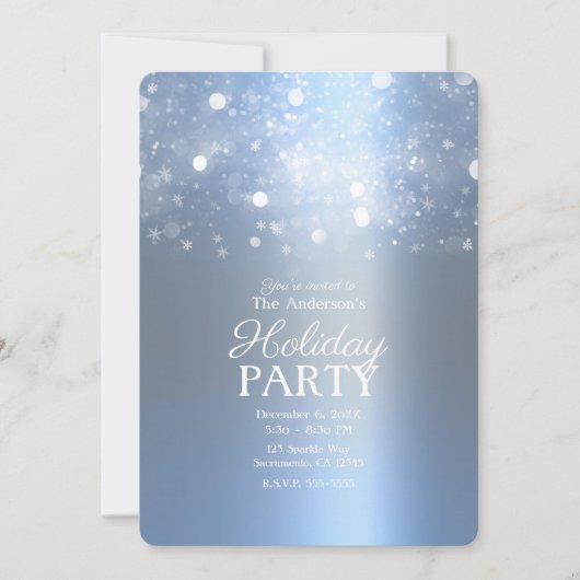 Winter Icy Blue Silver Sparkling Lights Vakantie Kaart (Voorkant)