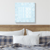 Winter Icy Blue Snowflakes laten het sneeuwfeest Canvas Afdruk (Insitu (Slaapkamer))