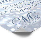 Winter Icy Blue Wedding Guestbook Sign Poster (Hoek)