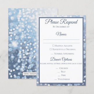 Winter Icy Blue Wedding RSVP Kaart
