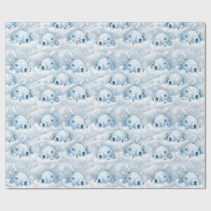 Winter Igloedorp Sneeuwpatroon Cadeaupapier