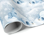 Winter Igloedorp Sneeuwpatroon Cadeaupapier (Rol Hoek)