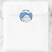 Winter IGLOO SNEE BLUE SKY WHITE CLOUDS CARTOON Ronde Sticker (Tas)