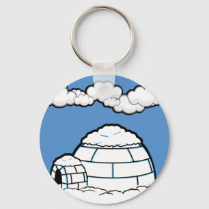 Winter IGLOO SNEE BLUE SKY WHITE CLOUDS CARTOON Sleutelhanger