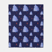 Winter Ijs Blauw Boom Hulst Bessen Marineblauw Ker Fleece Deken (Voorkant)