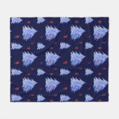 Winter Ijs Blauw Boom Hulst Bessen Marineblauw Ker Fleece Deken (Voorkant (Horizontaal))