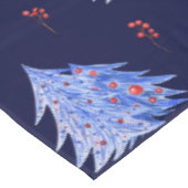 Winter Ijs Blauw Boom Hulst Bessen Marineblauw Ker Tafelkleed (Gekanteld)