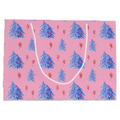 Winter Ijs Blauwe Bomen Hulst Bessen Roze Kerstmis Groot Cadeauzakje (Achterkant)