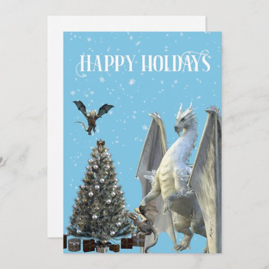 Winter ijs Draak Kerst Prettige Feestdagen Feestdagenkaart (Voorkant / Achterkant)