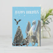 Winter ijs Draak Kerst Prettige Feestdagen Feestdagenkaart (Staand voorkant)