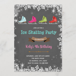 Winter-ijs Skateparty-uitnodiging Kaart