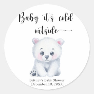 Winter ijsbeer - baby het is koud buiten ronde sticker
