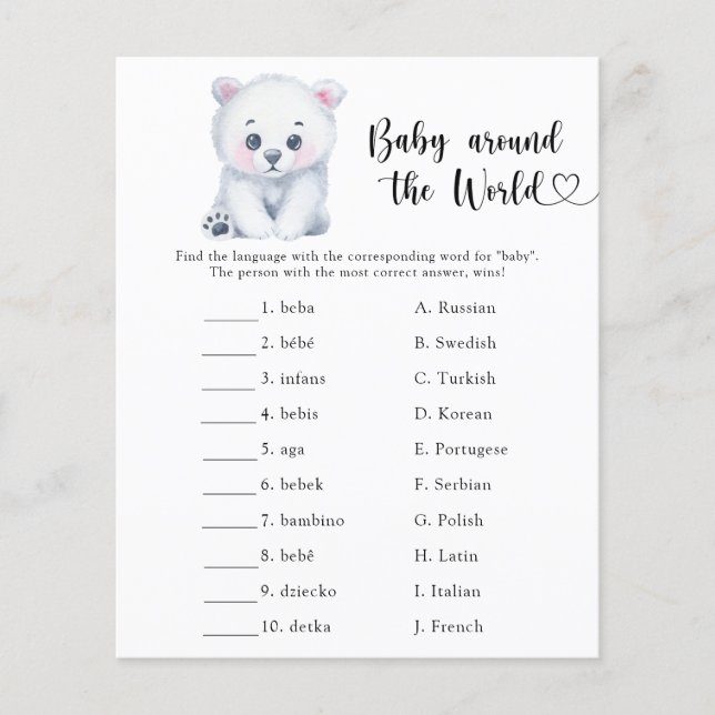 Winter ijsbeer - Baby rond de wereld spel (Voorkant)