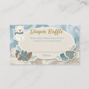 Winter IJsbeer Dennen Baby Shower Luier Raffle Informatiekaartje