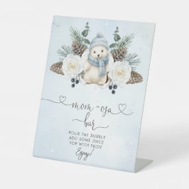 Winter IJsbeer Jongen Baby Shower Mom-osa Bar Reclamebord Met Voetstuk