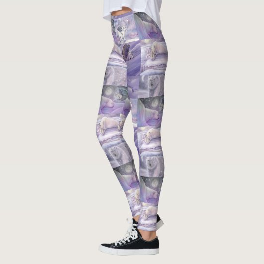 Winter Ijsbeer Kunstcollage Leggings (Links)