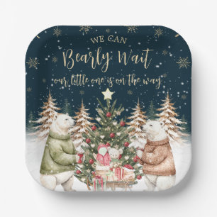 Winter IJsbeer Sneeuwvlok Baby Shower Papieren Bordje