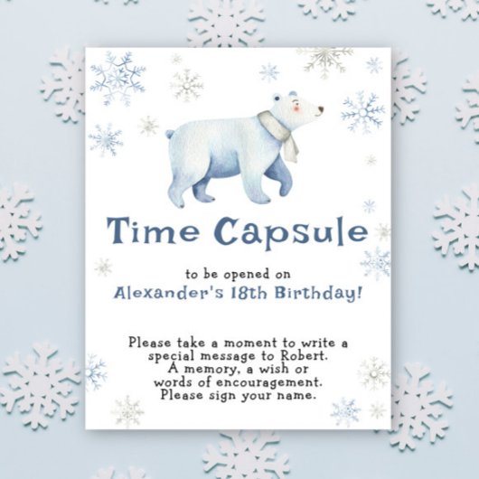 Winter IJsbeer Tijdscapsule 1e verjaardag Poster