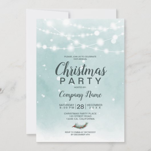 Winter ijsblauw licht sneeuw kerst bedrijf kaart (Voorkant)