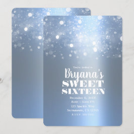 Winter Ijsblauw Zilveren Glitterende Lichten Sweet Kaart