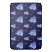 Winter IJsblauwe Boom Holly Bessen Marine Kerstmis Badmat (Voorkant Verticaal)