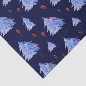 Winter IJsblauwe Boom Holly Bessen Marine Kerstmis Tissuepapier (Detail)