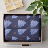 Winter IJsblauwe Boom Holly Bessen Marine Kerstmis Tissuepapier (Geschenk)