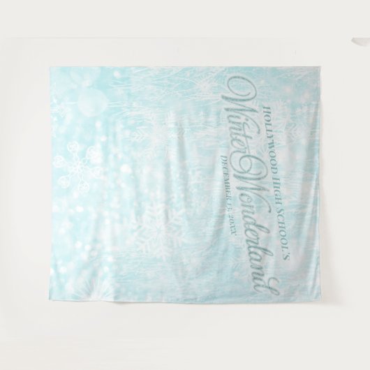 Winter Ijsblauwe Sneeuwvlok Foto Achtergrond Wandkleed (Voorkant (horizontaal))