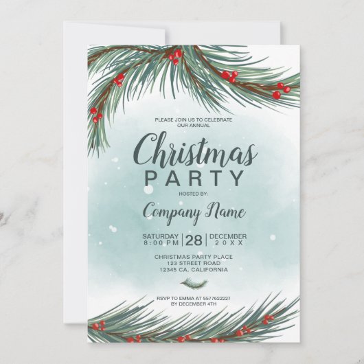 Winter ijsblauwe tak sneeuw kerst bedrijf kaart (Voorkant)