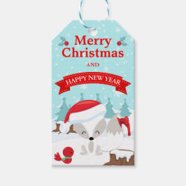 Winter IJslandse Vos Sneeuwlandschap Prettig Kerst Cadeaulabel