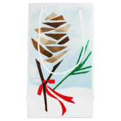 Winter Illustrated Pine Cone Snowy Kerstmis Klein Cadeauzakje (Voorkant)