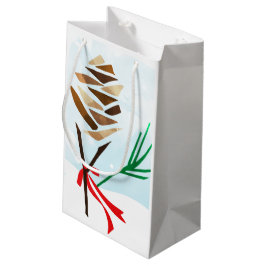 Winter Illustrated Pine Cone Snowy Kerstmis Klein Cadeauzakje