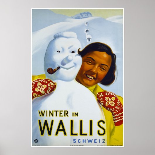 Winter im Wallis, Schweiz, Ski Poster (Voorkant)