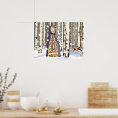 Winter in berkenbossen poster (Keuken)
