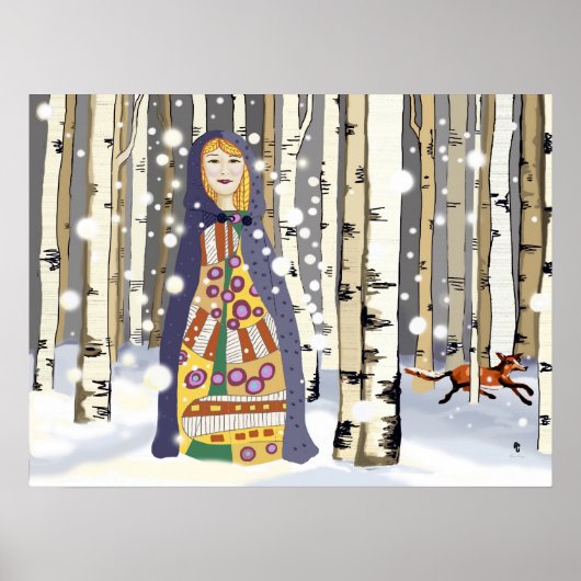 Winter in berkenbossen poster (Voorkant)