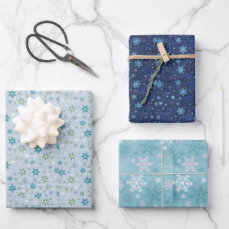 Winter in Blue's sneeuwvlok bloemen Inpakpapier Vel