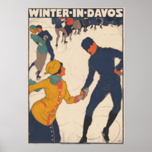Winter in Davos  Poster Skiing Zwitserland