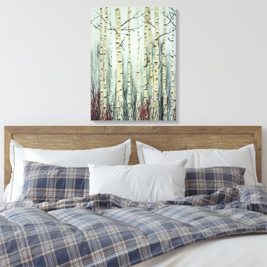 Winter in de Aspen Grove Canvas Afdruk (Insitu (Slaapkamer))