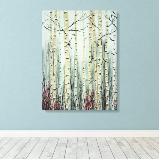 Winter in de Aspen Grove Canvas Afdruk (Insitu (Houten vloer))
