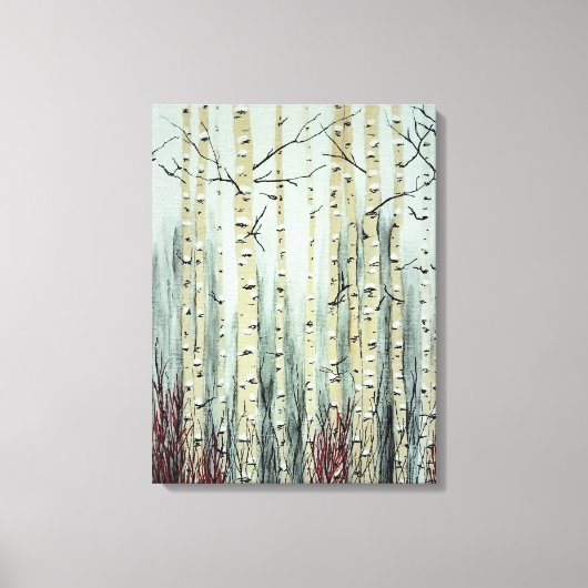 Winter in de Aspen Grove Canvas Afdruk (Voorkant)