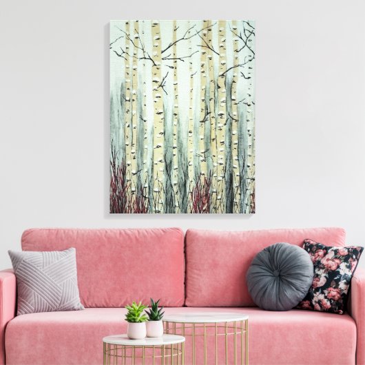 Winter in de Aspen Grove Canvas Afdruk (Insitu (Woonkamer))