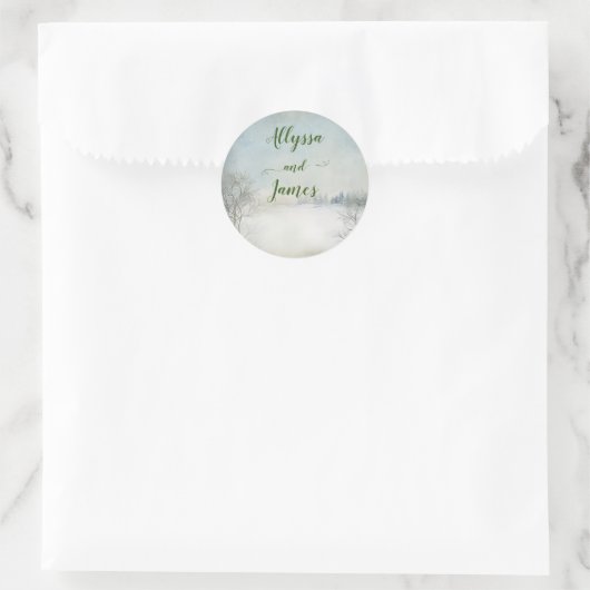 Winter in de bergen Envelope Seal Ronde Sticker (Tas)