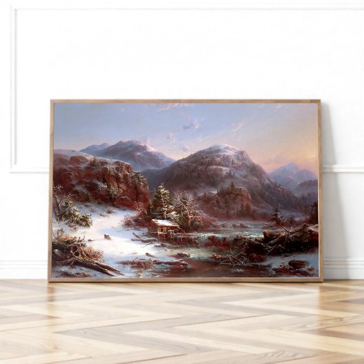 Winter in de bergen poster