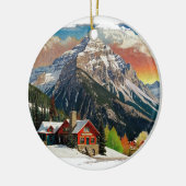 Winter in de Canadese Rocky Mountains Keramisch Ornament (Links)