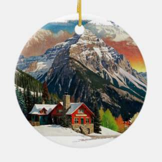 Winter in de Canadese Rocky Mountains Keramisch Ornament