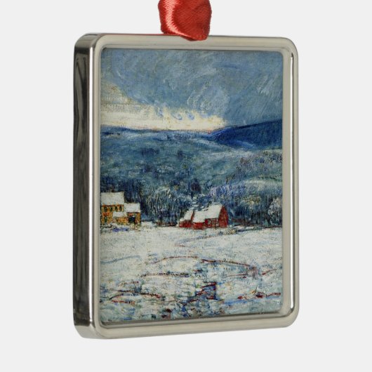 Winter in de heuvels van Connecticut Metalen Ornament (Rechts)