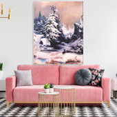 Winter in de Rocky Mountains (door Thomas Moran) Canvas Afdruk (Insitu (Woonkamer))
