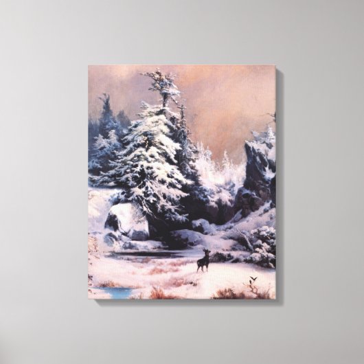 Winter in de Rocky Mountains (door Thomas Moran) Canvas Afdruk (Voorkant)