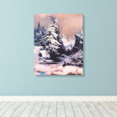 Winter in de Rocky Mountains (door Thomas Moran) Canvas Afdruk (Insitu (Houten vloer))